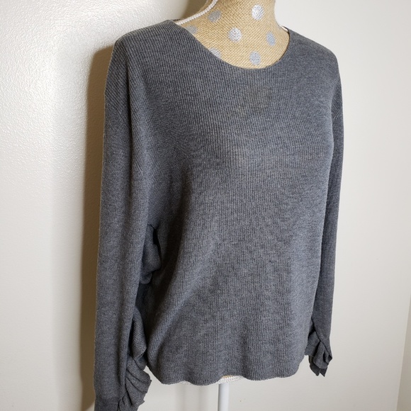 John + Jenn Ruffle Long Sleeve Pullover Ribbed Sweater Top 5% Wool - Picture 4 of 8